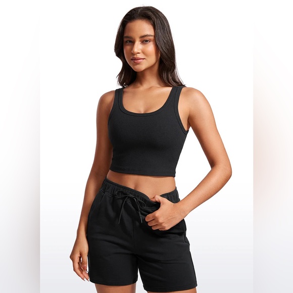 Ribbed U Neck Build-in Bra Tanks - Picture 1 of 5